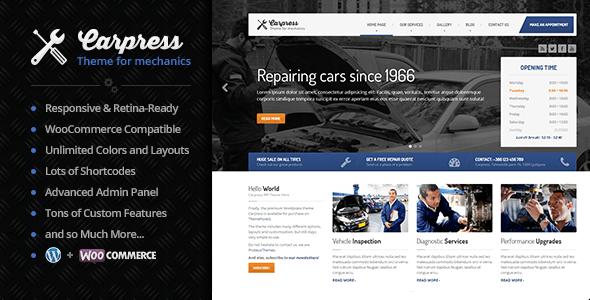CarPress WordPress Theme For Mechanic Workshops